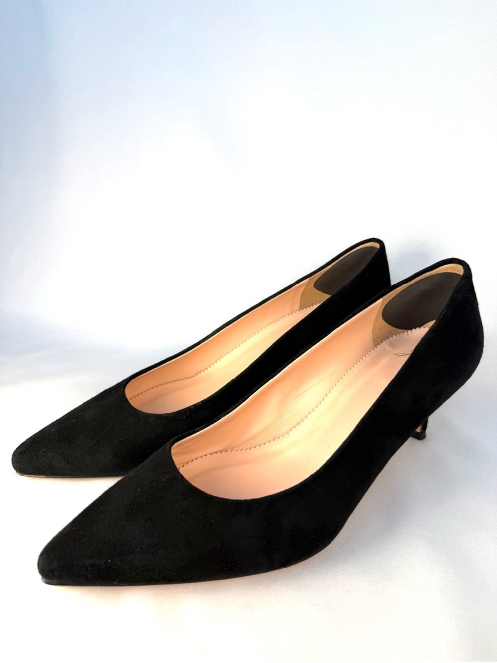 J.Crew Black Suede Kitten Heel Pumps Size 8 Pointed Toe